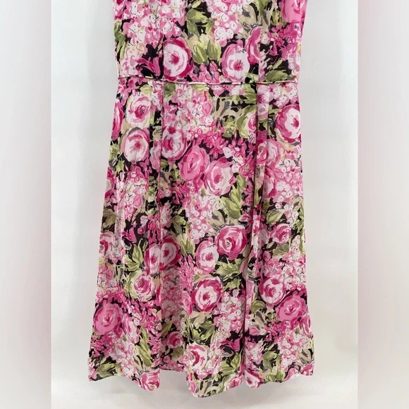 Talbots Floral Womens Midi Spring Imported Lined Zip Colorful *Flaw Dress 8 - Picture 3 of 11